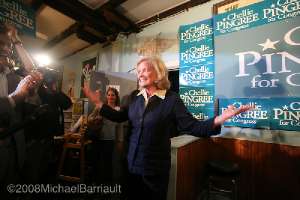 Chellie Pingree, the winner of the democratic primary in Maine's 1st congressional district, at her victory celebration at the Porthole restaurant in Portland, Maine on tuesday june 6th. ©2008MichaelBarriault